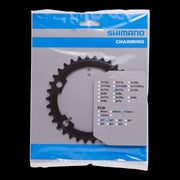 Shimano chainring packaging with specifications on a white background