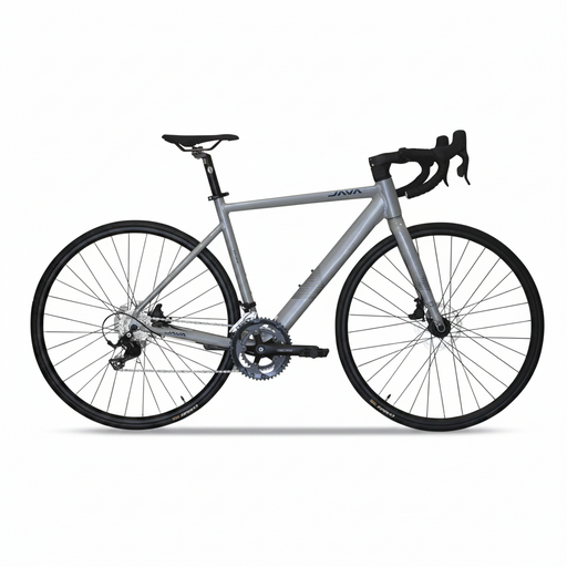 Gray bicycle on a white background