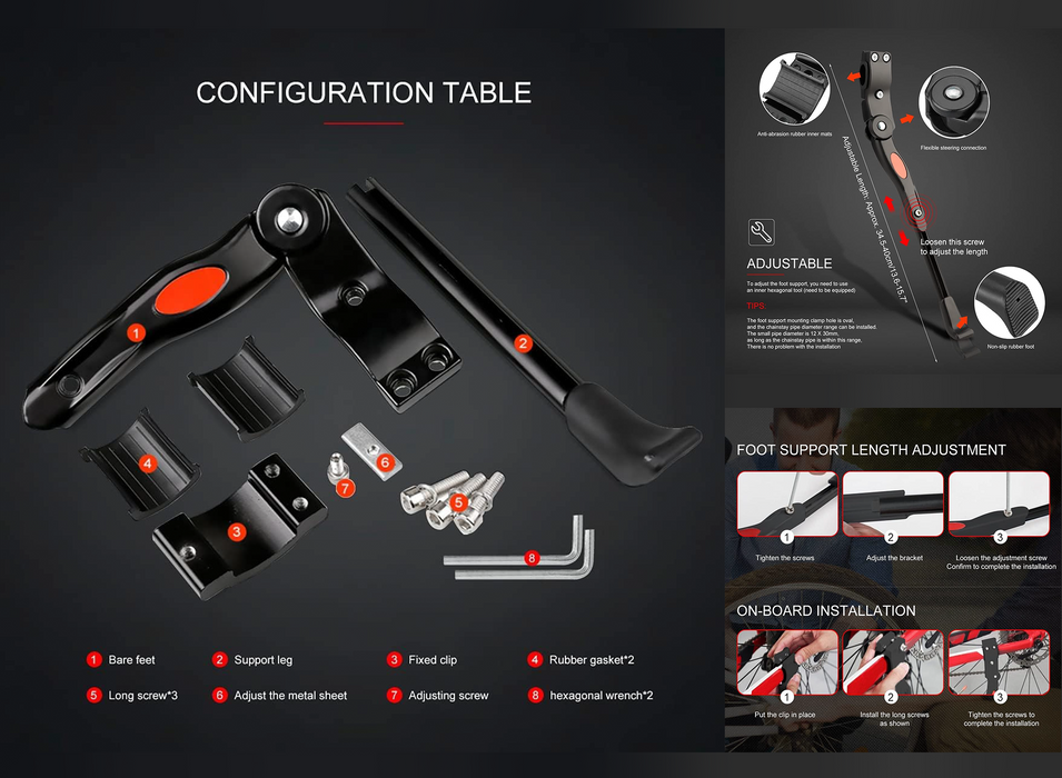 PROBIKE Adjustable Kickstand | Sturdy & Universal Fit for Bicycles