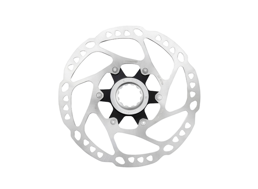 Shimano SM-RT64 160mm Center Lock disc brake rotor with internal serration lockring for road, MTB, gravel, and hybrid bikes.