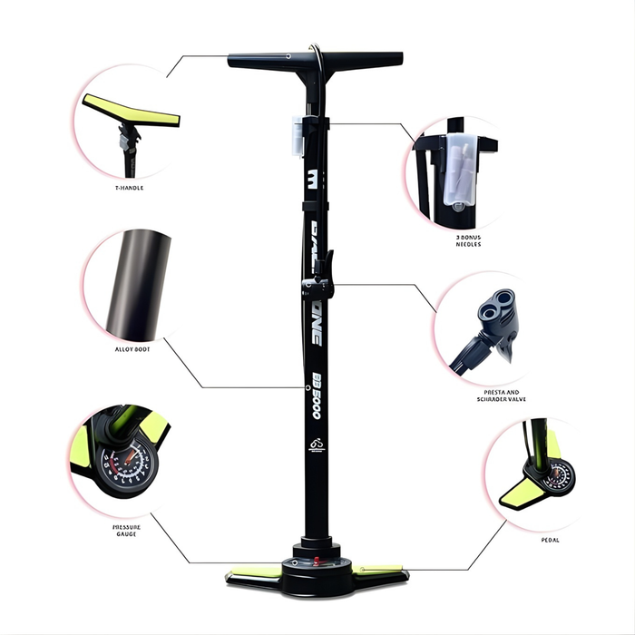 S.V.M Backbone 5000 HIGH Pressure Bicycle Floor Pump