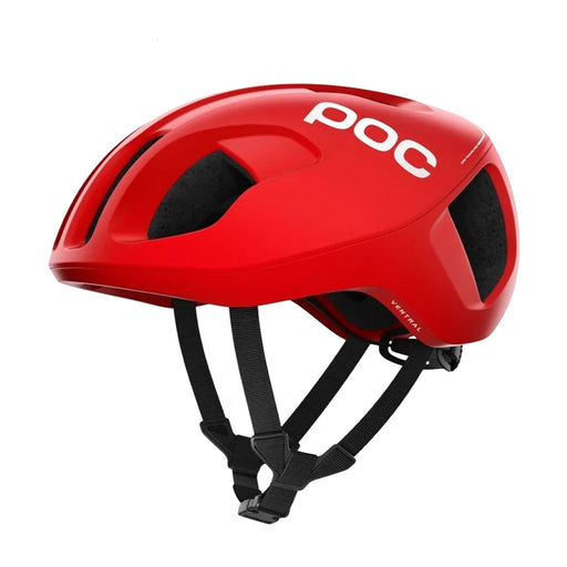 Red helmet with POC logo on a white background