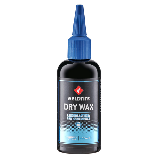 Weldtite Dry Wax 100ml bicycle chain lubricant designed for dry dusty conditions keeping drivetrain clean and smooth