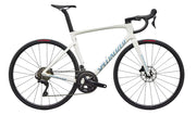 White bicycle with black tires on a white background